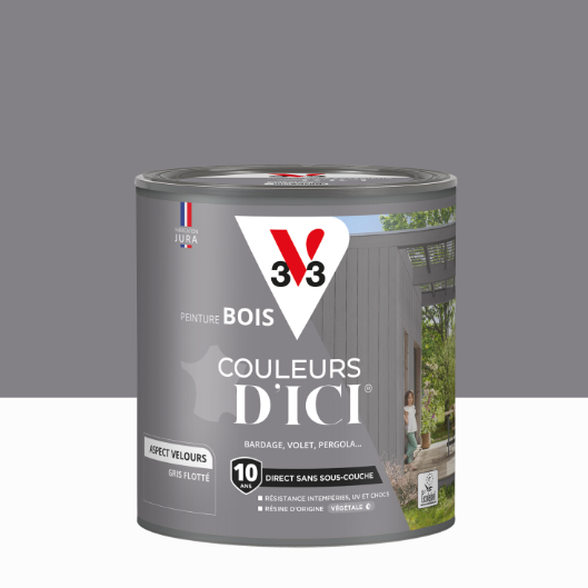 Peinture extérieure bois Couleurs d'ici ® V33 gris flotté velours 0.5l