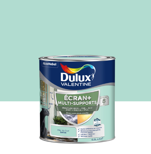Peinture extérieure bois, fer, pvc Ecran+ DULUX VALENTINE mer du sud satiné 0.5l