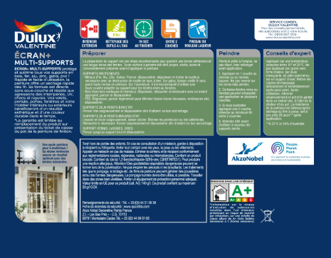 Peinture extérieure bois, fer, pvc Ecran+ DULUX VALENTINE blanc satiné 0.5l