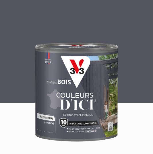 Peinture extérieure bois Couleurs d'ici ® V33 bleu encré velours 0.5l