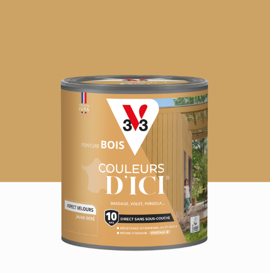 Peinture extérieure bois Couleurs d'ici ® V33 jaune ocré velours 0.5l