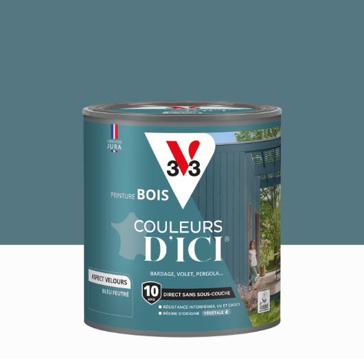 Peinture extérieure bois Couleurs d'ici ® V33 bleu feutré velours 0.5l