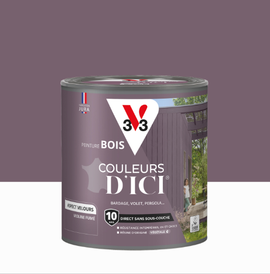 Peinture extérieure bois Couleurs d'ici ® V33 violine fumé velours 0.5l
