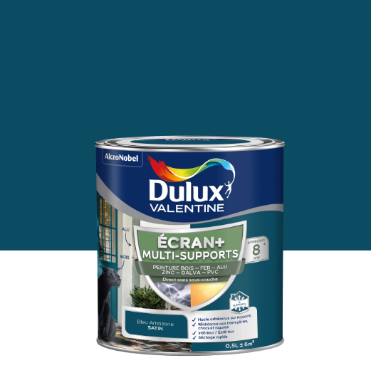 Peinture extérieure bois, fer Ecran+ DULUX VALENTINE bleu amazone satiné 0.5l