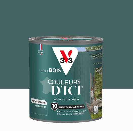 Peinture extérieure bois Couleurs d'ici ® V33 vert profond velours 0.5l