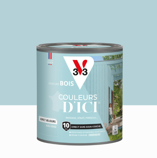 Peinture extérieure bois Couleurs d'ici ® V33 bleu grisé velours 0.5l