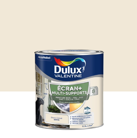 Peinture extérieure bois, fer, pvc Ecran+ DULUX VALENTINE blanc cassé satin 0.5l