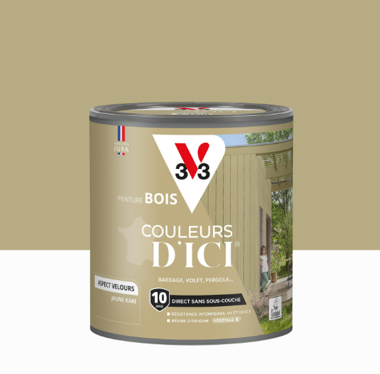 Peinture extérieure bois Couleurs d'ici ® V33 jaune kaki velours 0.5l