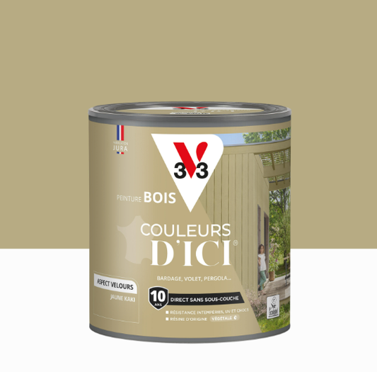 Peinture extérieure bois Couleurs d'ici ® V33 jaune kaki velours 0.5l