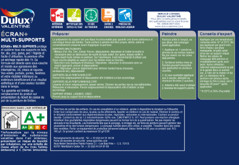Peinture extérieure bois, fer, pvc Ecran+ DULUX VALENTINE vert provence satiné 0.5l
