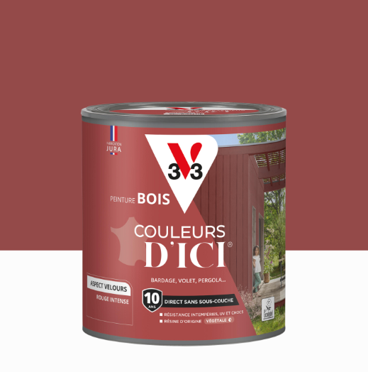 Peinture extérieure bois Couleurs d'ici ® V33 rouge intense velours 0.5l