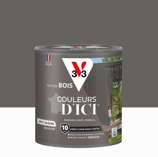 Peinture extérieure bois Couleurs d'ici ® V33 gris feutré velours 0.5l