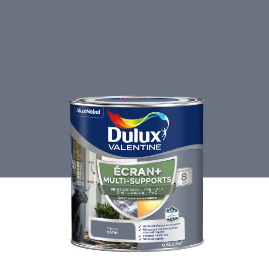 Peinture extérieure bois, fer, pvc Ecran+ DULUX VALENTINE titane satiné 0.5l