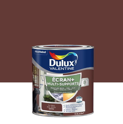 Peinture extérieure bois, fer, pvc Ecran+ DULUX VALENTINE ton bois satiné 0.5l