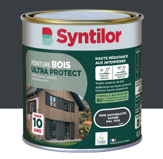 Peinture extérieure bois Ultra protect SYNTILOR gris anthracite satiné 0.5l