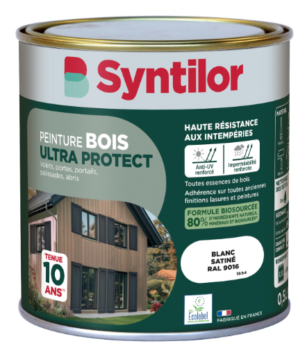 Peinture extérieure bois Ultra protect SYNTILOR blanc satiné 0.5l