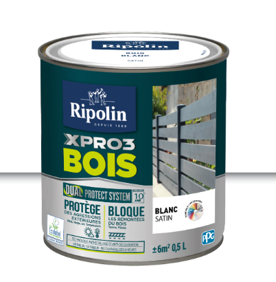Peinture extérieure bois Xpro3 RIPOLIN blanc satiné 0.5l