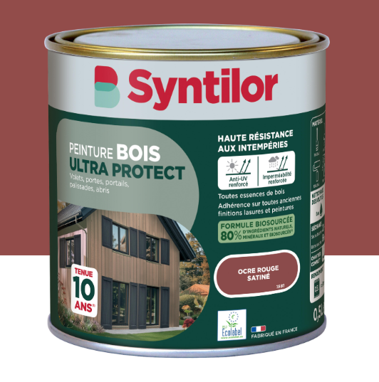 Peinture extérieure bois Ultra protect SYNTILOR ocre rouge satiné 0.5l