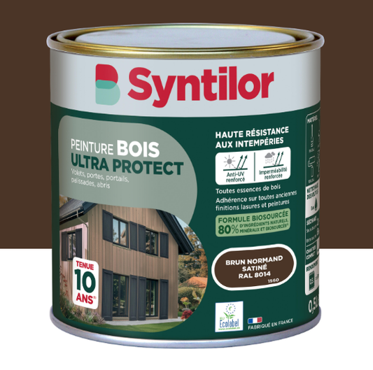 Peinture extérieure bois Ultra protect SYNTILOR brun normand satiné 0.5l