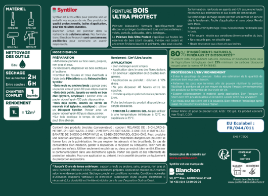 Peinture extérieure bois Ultra protect SYNTILOR gris basalte satiné 0.5l