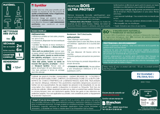 Peinture extérieure bois Ultra protect SYNTILOR bleu capri satiné 0.5l