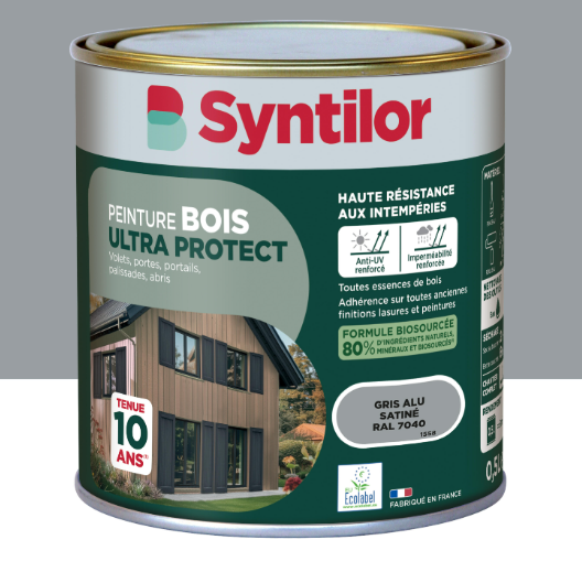 Peinture extérieure bois Ultra protect SYNTILOR gris alu satiné 0.5l