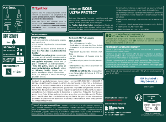 Peinture extérieure bois Ultra protect SYNTILOR ciel gris satiné 0.5l