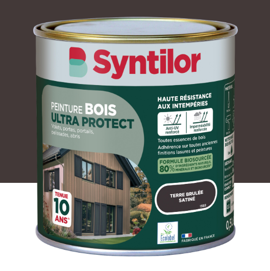 Peinture extérieure bois Ultra protect SYNTILOR terre brulée satiné 0.5l