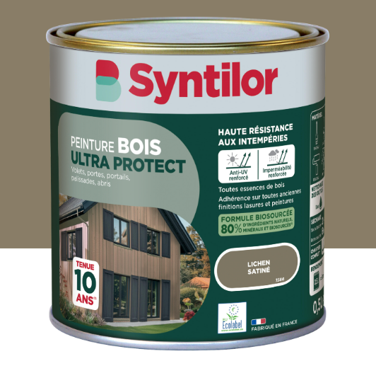 Peinture extérieure bois Ultra protect SYNTILOR lichen satiné 0.5l