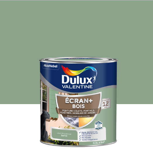Peinture extérieure bois Ecran + DULUX VALENTINE vert provence satiné 0.5l