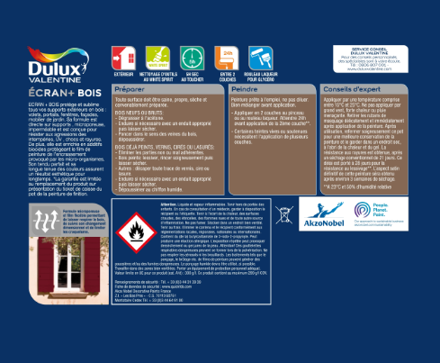 Peinture extérieure bois Ecran + DULUX VALENTINE gris anthracite satiné 0.5l