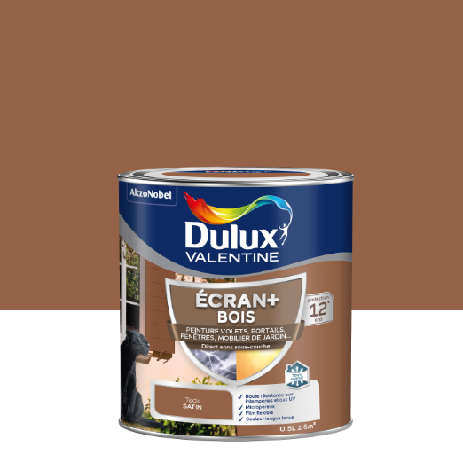 Peinture extérieure bois Ecran + DULUX VALENTINE teck satiné 0.5l