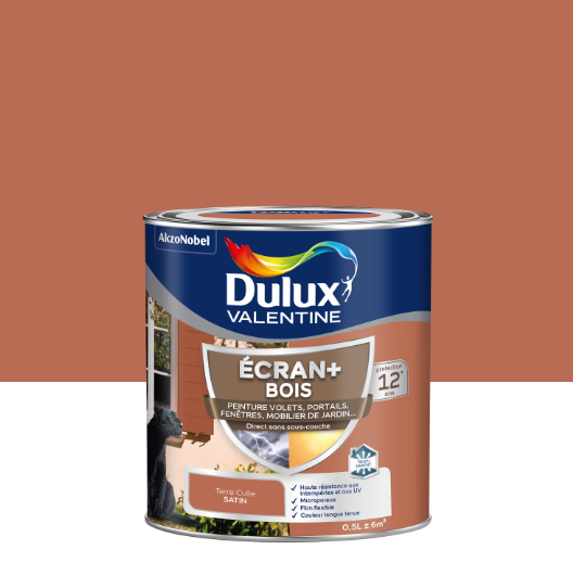 Peinture extérieure bois Ecran + DULUX VALENTINE terre cuite satiné 0.5l