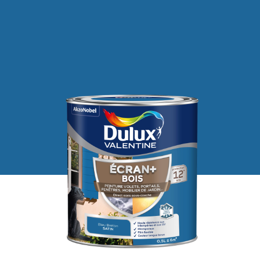 Peinture extérieure bois Ecran + DULUX VALENTINE bleu breton satiné 0.5l