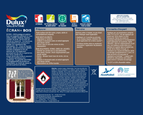 Peinture extérieure bois Ecran + DULUX VALENTINE bleu breton satiné 0.5l