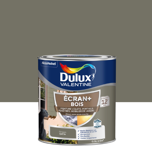 Peinture extérieure bois Ecran + DULUX VALENTINE origan satiné 0.5l
