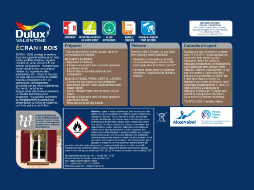 Peinture extérieure bois Ecran + DULUX VALENTINE origan satiné 0.5l