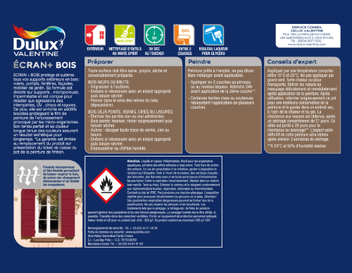 Peinture extérieure bois Ecran + DULUX VALENTINE gris franc satiné 0.5l