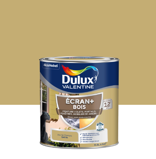 Peinture extérieure bois Ecran + DULUX VALENTINE jaune pampa satiné 0.5l