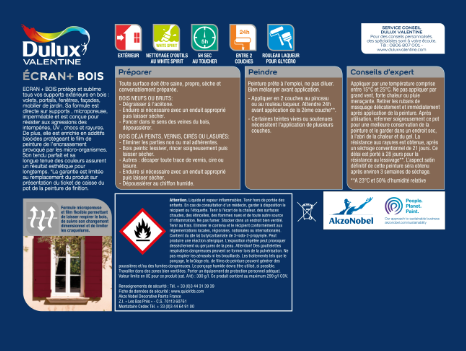 Peinture extérieure bois Ecran + DULUX VALENTINE gris foncé satiné 0.5l