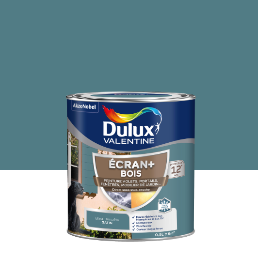 Peinture extérieure bois Ecran + DULUX VALENTINE bleu tempête satiné 0.5l