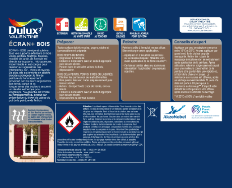 Peinture extérieure bois Ecran + DULUX VALENTINE bleu tempête satiné 0.5l