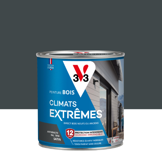 Peinture extérieure bois Climats extrêmes® V33 anthracite satiné 0.5l