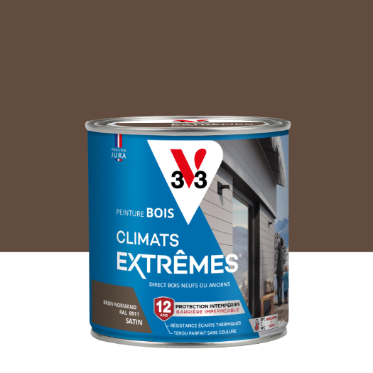 Peinture extérieure bois Climats extrêmes® V33 brun normand satiné 0.5l