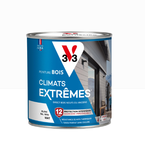 Peinture extérieure bois Climats extrêmes® V33 blanc mat 0.5l