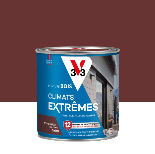 Peinture extérieure bois Climats extrêmes® V33 rouge basque satiné 0.5l