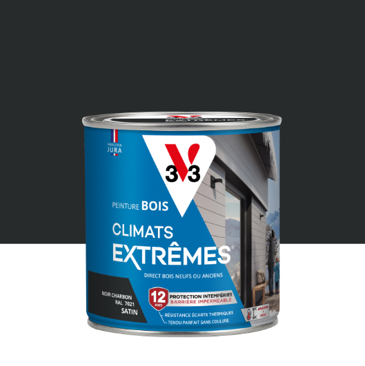 Peinture extérieure bois Climats extrêmes® V33 noir charbon satiné 0.5l
