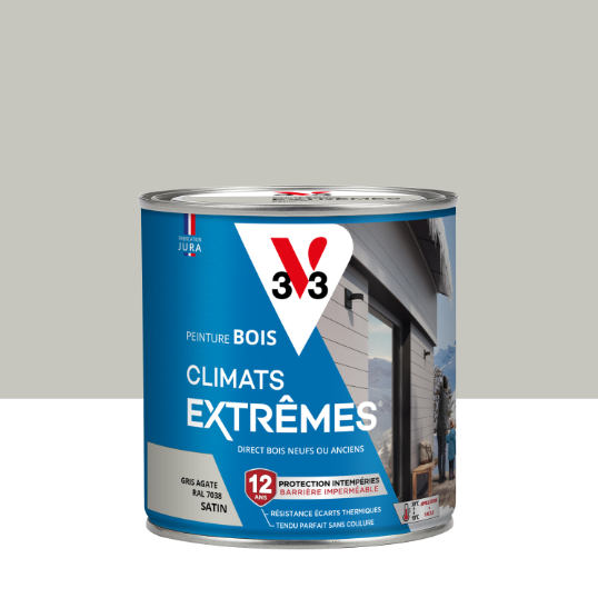 Peinture extérieure bois Climats extrêmes® V33 gris agate satiné 0.5l