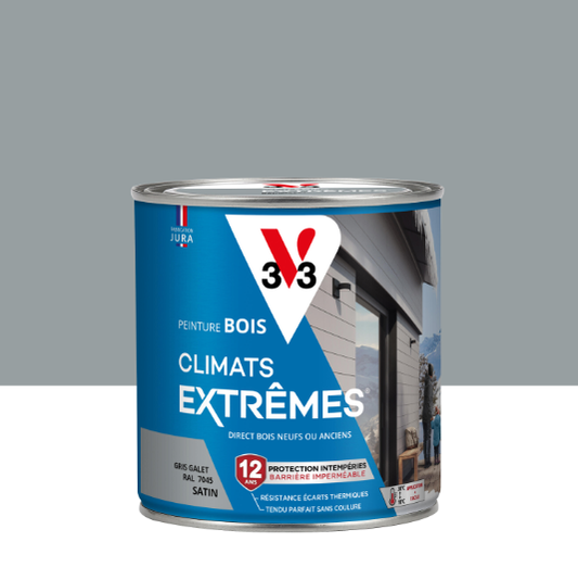 Peinture extérieure bois Climats extrêmes® V33 gris galet satiné 0.5l