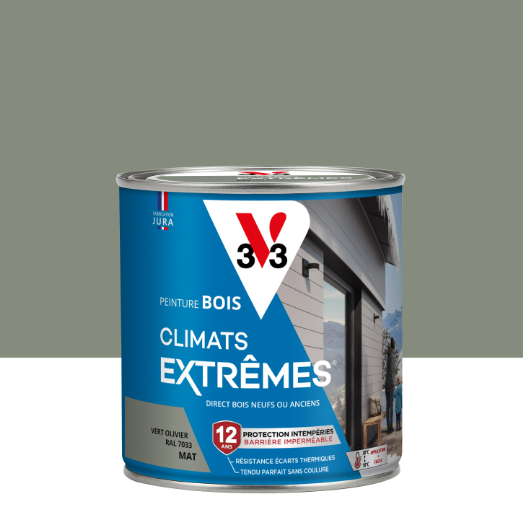 Peinture extérieure bois Climats extrêmes® V33 vert olivier mat 0.5l